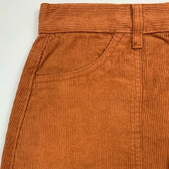 Kensie Corduroy Button Front Mini Skirt Ginger Biscuit NWT 8 - Picture 4 of 13
